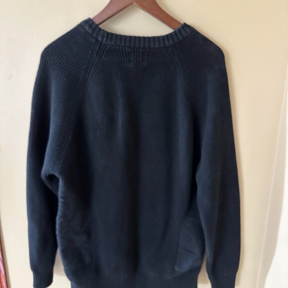 Zara Man DNWR Black Knit Sweater / Zip Pockets, Orange Stitching – Size Large L - Picture 2 of 6
